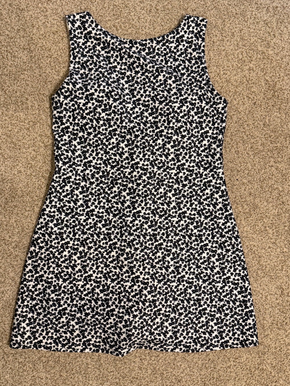 Sleeveless Black and White Floral Mini Dress